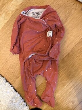 Dunsie Rust Polka Dot Baby Footie - Soft Long-Sleeve One-Piece